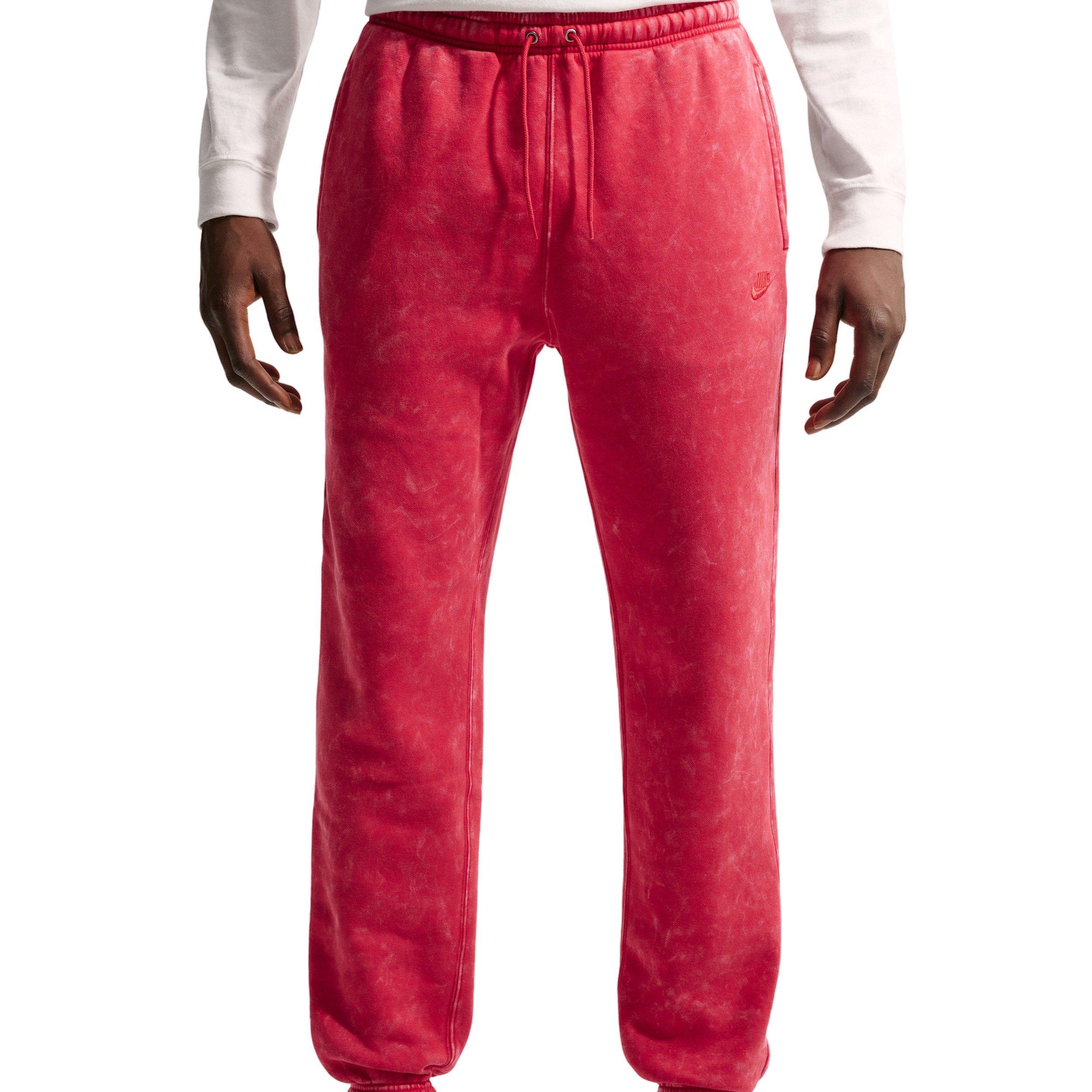 Nike Men's Sportswear Club Washed Cuffed Fleece Pants - RED